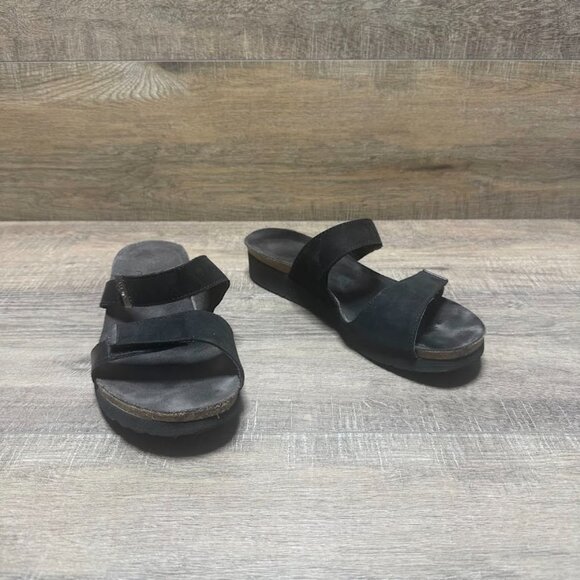 Naot Black Nubuck Leather Slide Sandals Women's Size 8.5 - Picture 5 of 6